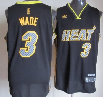 Miami Heat #3 Dwyane Wade Black Electricity Fashion Jersey