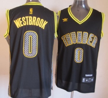 Oklahoma City Thunder #0 Russell Westbrook Black Electricity Fashion Jersey