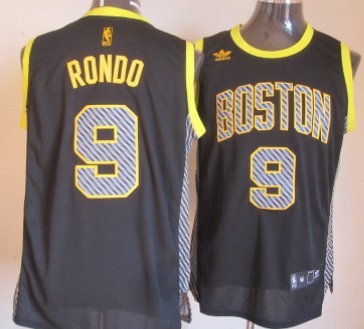 Boston Celtics #9 Rajon Rondo Black Electricity Fashion Jersey