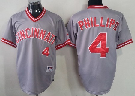 Cincinnati Reds #4 Brandon Phillips Gray Pullover Jersey