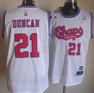 San Antonio Spurs #21 Tim Duncan ABA Hardwood Classic Swingman White Jersey