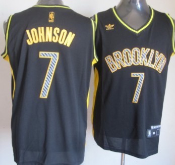 Brooklyn Nets #7 Joe Johnson Black Electricity Fashion Jersey 