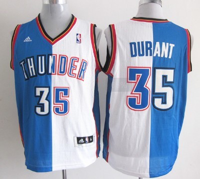 Oklahoma City Thunder #35 Kevin Durant Revolution 30 Swingman Blue/White Two Tone Jersey 