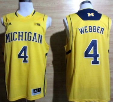 Michigan Wolverines #4 Chirs Webber Yellow Big 10 Patch Jersey