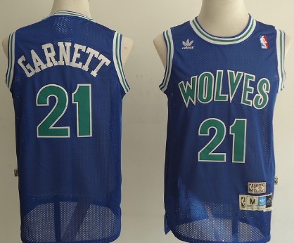 Minnesota Timberwolves #21 Kevin Garnett Blue Swingman Throwback Jersey 