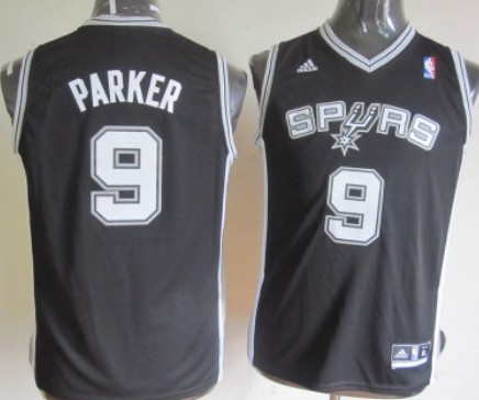 San Antonio Spurs #9 Tony Parker Black Kids Jersey