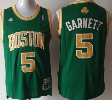 Boston Celtics #5 Kevin Garnett Revolution 30 Swingman Green With Gold Jersey