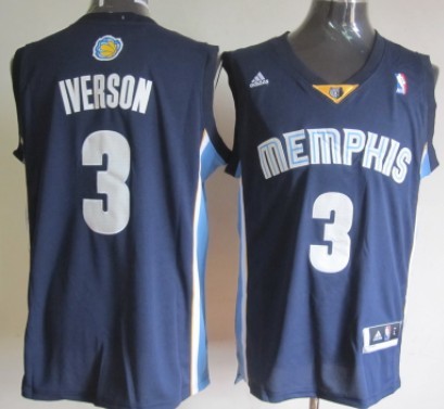 Memphis Grizzlies #3 Allen Iverson Revolution 30 Swingman Navy Blue Jersey 