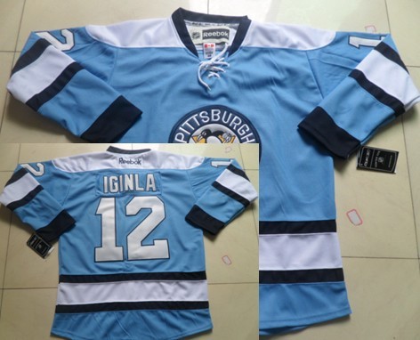 Pittsburgh Penguins #12 Jarome Iginla Light Blue Jersey 