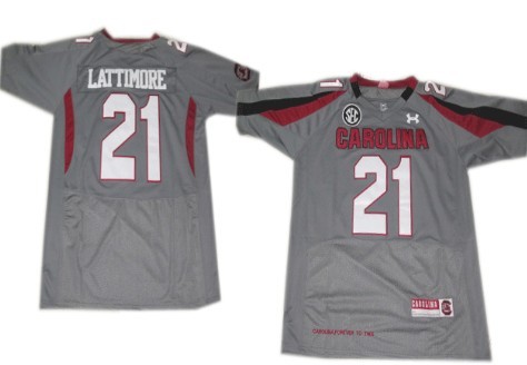 South Carolina Gamecocks #21 Marcus Lattimore Gray Jersey 