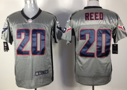 Nike Houston Texans #20 Ed Reed Gray Shadow Elite Jersey 