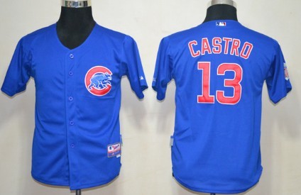 Chicago Cubs #13 Starlin Castro Blue Kids Jersey