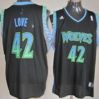 Minnesota Timberwolves #42 Kevin Love Vibe Black Fashion Jersey