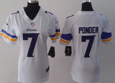 Nike Minnesota Vikings #7 Christian Ponder 2013 White Game Womens Jersey