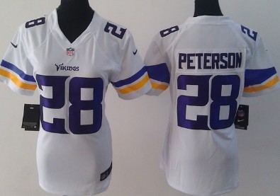 ike Minnesota Vikings #28 Adrian Peterson 2013 White Game Womens Jersey