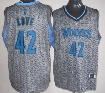 Minnesota Timberwolves #42 Kevin Love Gray Static Fashion Jersey