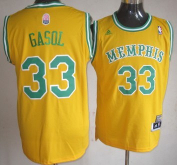 Memphis Grizzlies #33 Marc Gasol ABA Hardwood Classic Swingman Yellow Jersey