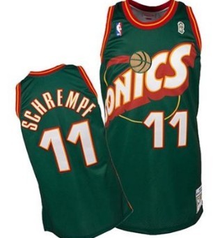 Seattle Supersonics #11 Detlef Schrempf 1995-96 Green Throwback Swingman Jersey 