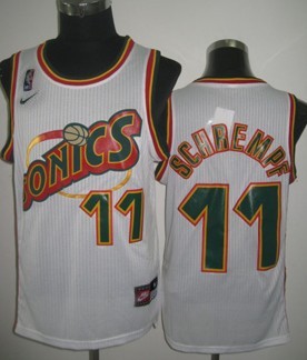 Seattle Supersonics #11 Detlef Schrempf 1995-96 White Swingman Jersey