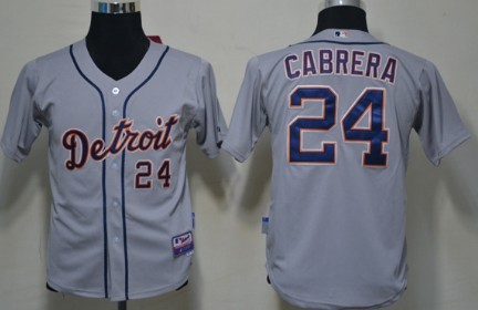 Detroit Tigers #24 Miguel Cabrera Gray Kids Jersey 