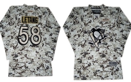 Pittsburgh Penguins #58 Kris Letang White Camo Kids Jersey