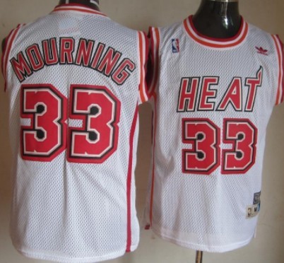 Miami Heat #33 Alonzo Mourning White Swingman Throwback Jersey