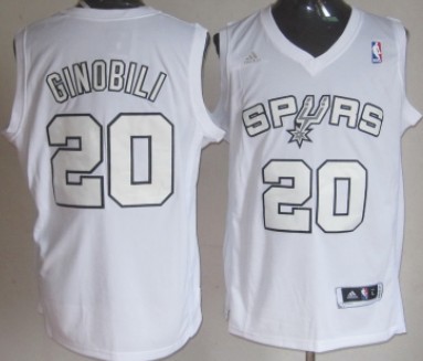 San Antonio Spurs #20 Manu Ginobili Revolution 30 Swingman White Big Color Jersey 