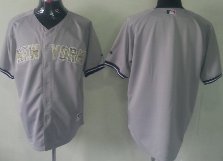 Men's New York Yankees Customized Gray With Camo Jersey 