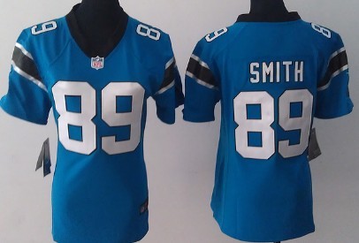 Nike Carolina Panthers #89 Steve Smith Light Blue Game Womens Jersey 