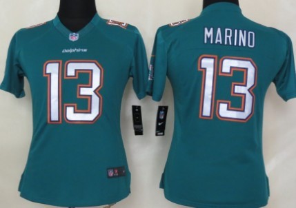 Nike Miami Dolphins #13 Dan Marino 2013 Green Limited Womens Jersey 