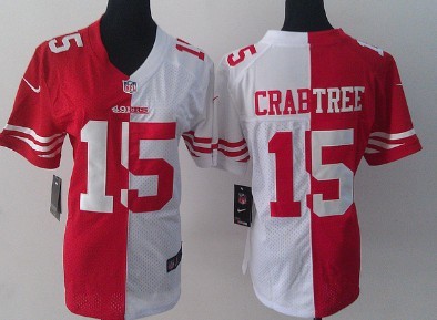 Nike San Francisco 49ers #15 Michael Crabtree Red/White Two Tone Womens Jersey 