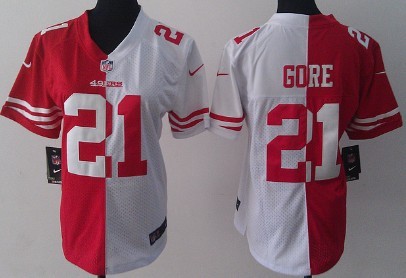 Nike San Francisco 49ers #21 Frank Gore Red/White Two Tone Womens Jersey