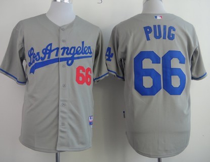 Los Angeles Dodgers #66 Yasiel Puig Gray Jersey