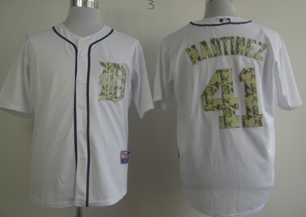 Detroit Tigers #41 Victor Martinez White With Camo Jersey 