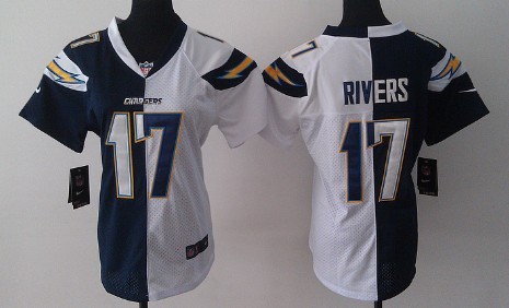 Nike San Diego Chargers #17 Philip Rivers Navy Blue/White Two Tone Womens Jersey 