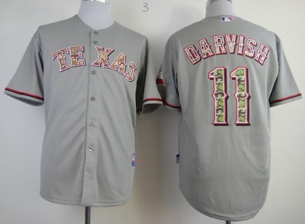 Texas Rangers #11 Yu Darvish Gray With Camo Jersey 