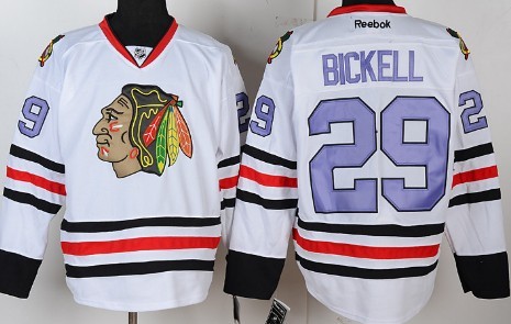 Chicago Blackhawks #29 Bryan Bickell White With Purple Jersey 