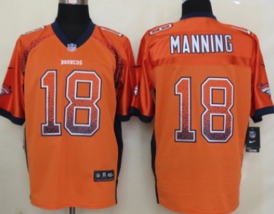 Nike Denver Broncos #18 Peyton Manning Drift Fashion Orange Elite Jersey