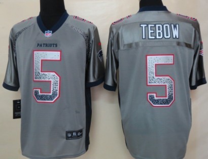 Nike New England Patriots #5 Tim Tebow Drift Fashion Gray Elite Jersey