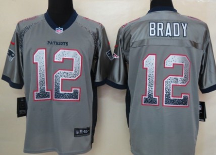 Nike New England Patriots #12 Tom Brady Drift Fashion Gray Elite Jersey