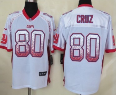 Nike New York Giants #80 Victor Cruz Drift Fashion White Elite Jersey