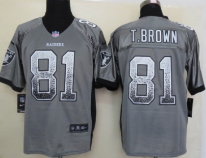 Nike Oakland Raiders #81 Tim Brown Drift Fashion Gray Elite Jersey