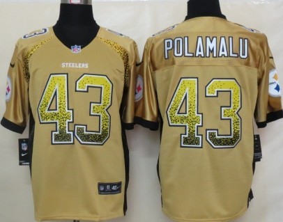 Nike Pittsburgh Steelers #43 Troy Polamalu Drift Fashion Yellow Elite Jersey