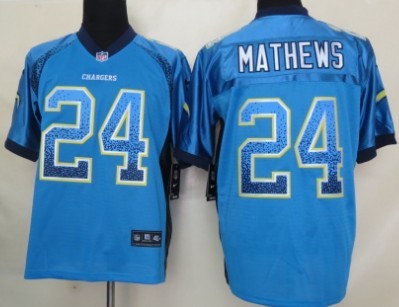 Nike San Diego Chargers #24 Ryan Mathews Drift Fashion Blue Elite Jersey