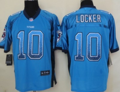 Nike Tennessee Titans #10 Jake Locker Drift Fashion Blue Elite Jersey