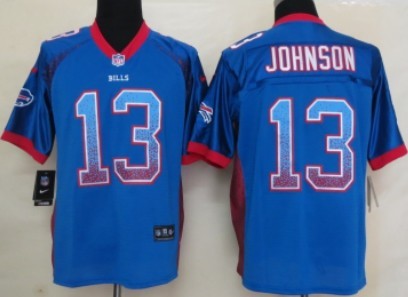 Nike Buffalo Bills #13 Steve Johnson Drift Fashion Blue Elite Jersey