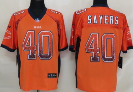 Nike Chicago Bears #40 Gale Sayers Drift Fashion Orange Elite Jersey