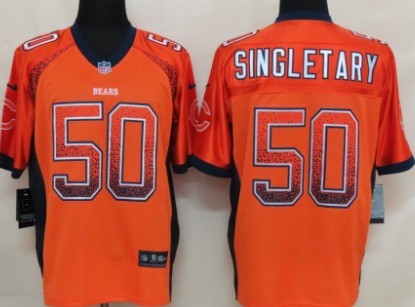 Nike Chicago Bears #50 Mike Singletary Drift Fashion Orange Elite Jersey