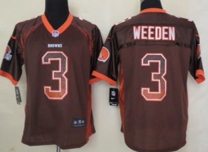 Nike Cleveland Browns #3 Brandon Weeden Drift Fashion Brown Elite Jersey