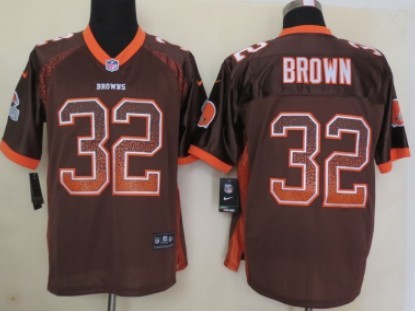 Nike Cleveland Browns #32 Jim Brown Drift Fashion Brown Elite Jersey